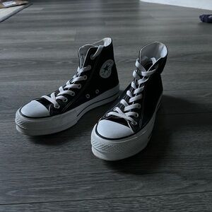 Black platform high top converse